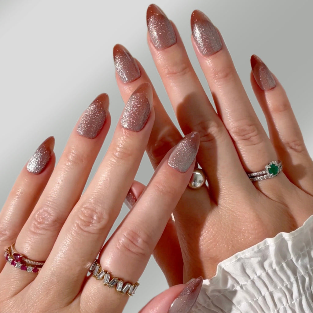 Rose Gold Engagement Nails That Shine