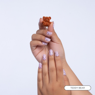 Teddy Bear Squoval Press-on Nails