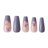 Unboxed Lavender Butterfly (Coffin) Press-on Nails