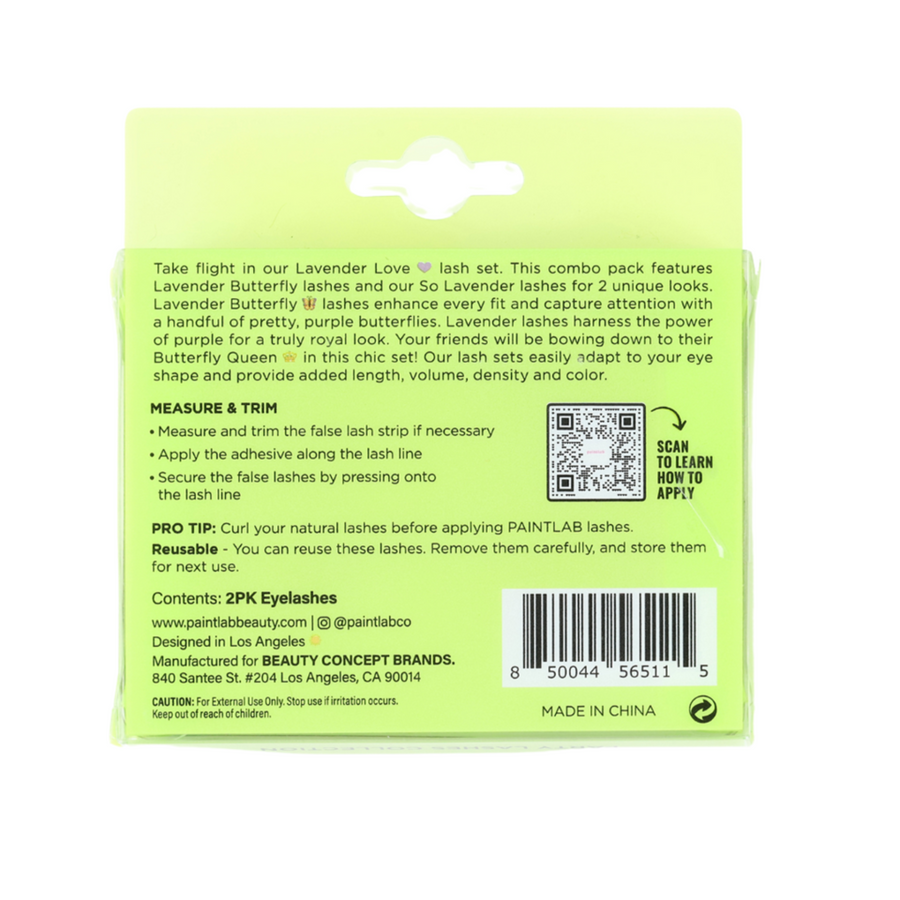 Lavender Love Lashes Back of the Box