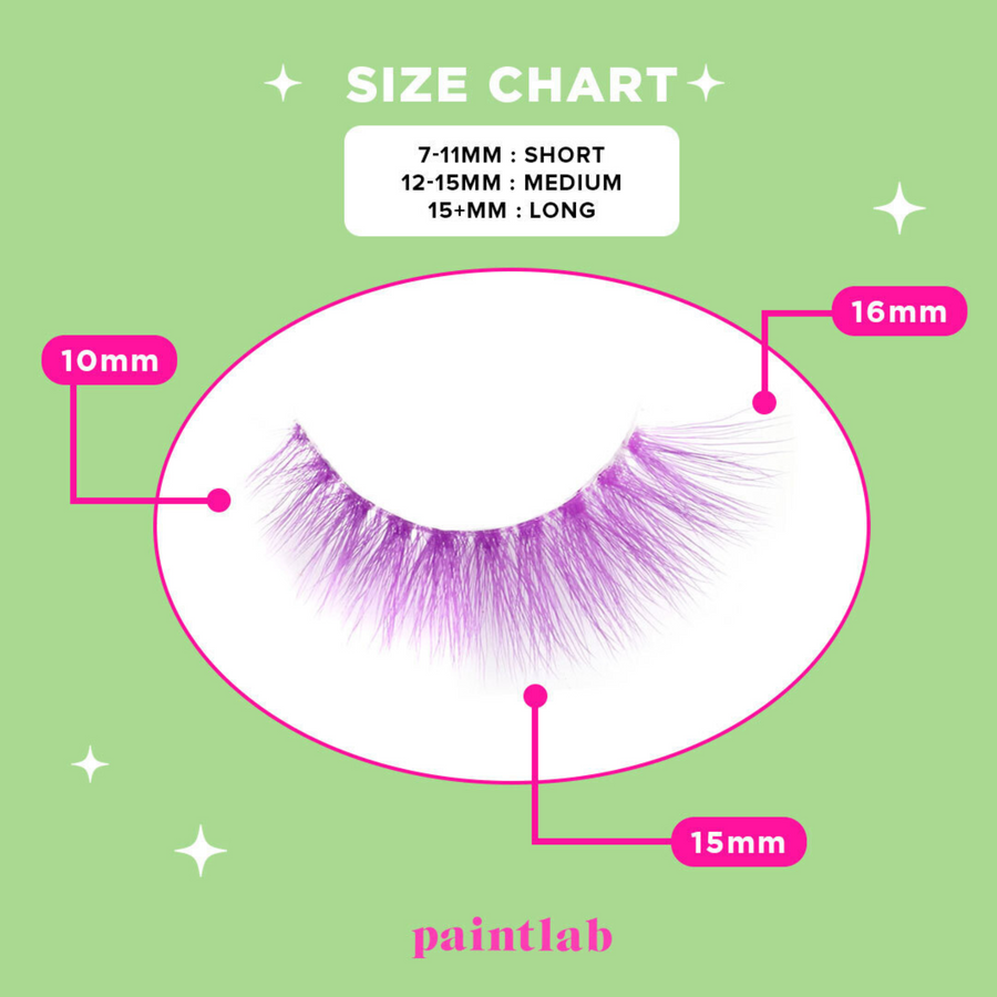 Pink Love Lashes - Fake Lashes Size Chart