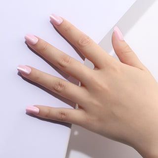 Baby Pink Cat Eye Press On Nails Glued in Fingernails