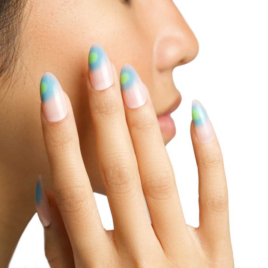 777-Aura Press On Nails Applied on Fingernails