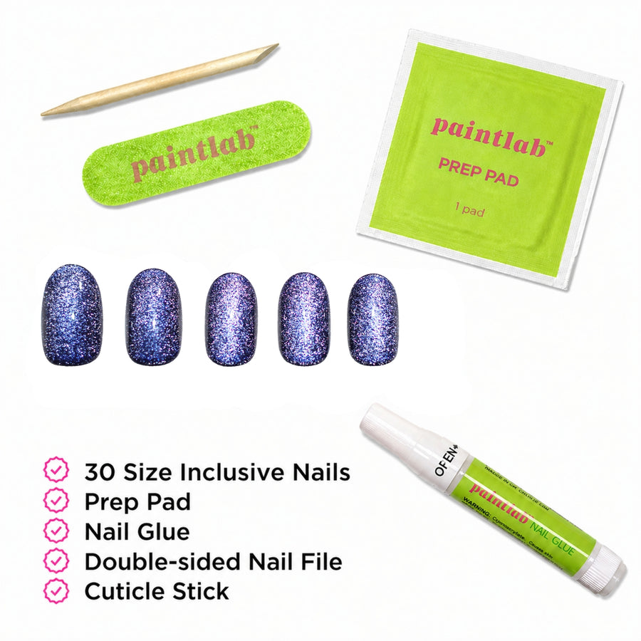 Black Velvet Oval Press-On Nails - PaintLab