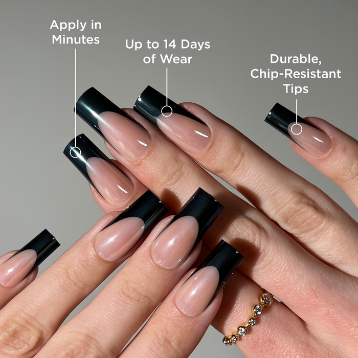 Noir Chrome Square Press-On Nails