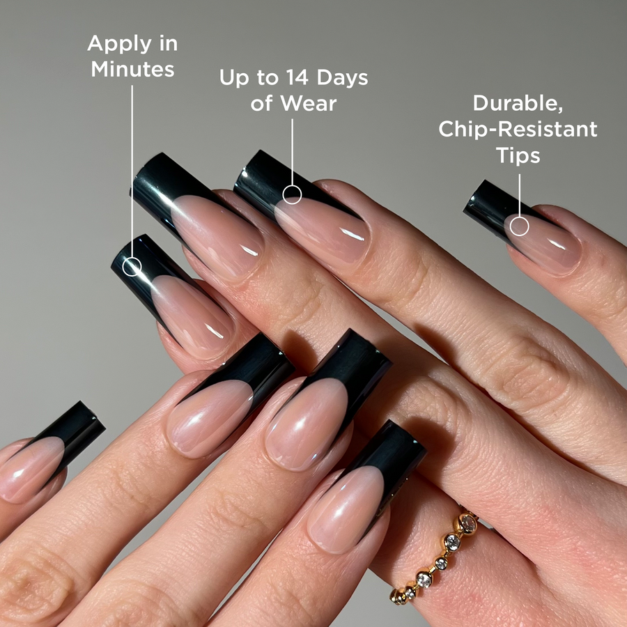 Noir Chrome Square Press-On Nails