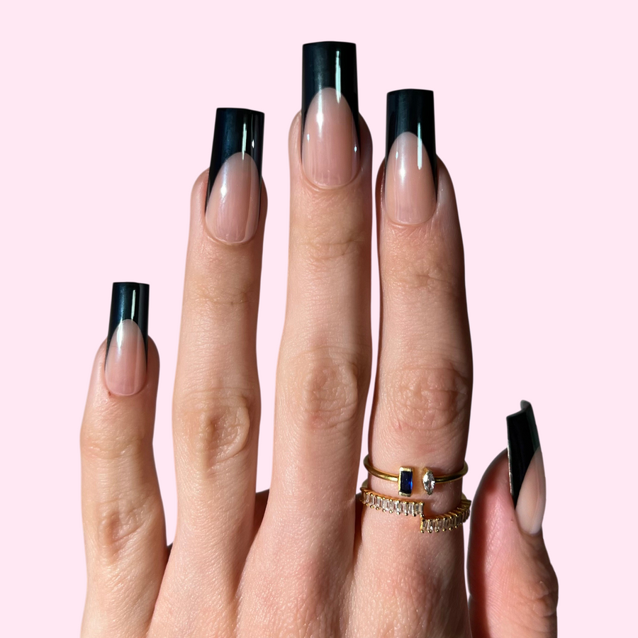 Noir Chrome Square Press-On Nails