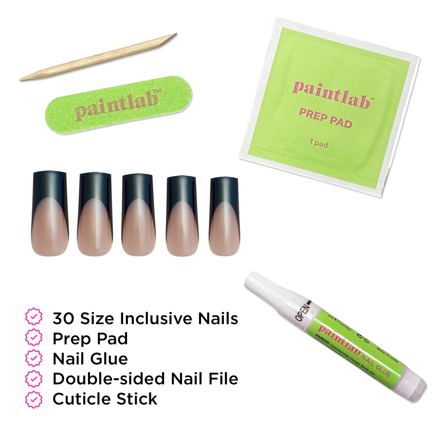 Noir Chrome Square Press-On Nails