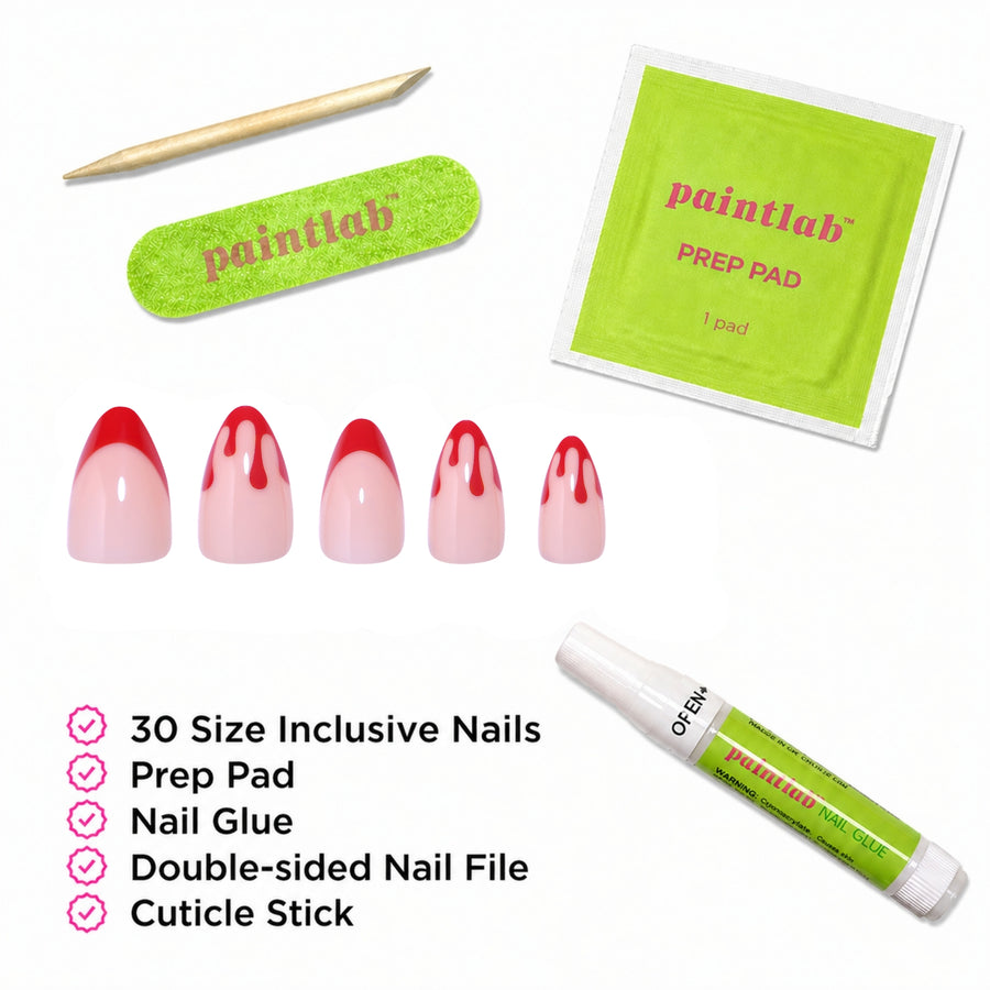 Bloody Red Short Almond Press-On Nails - PaintLab