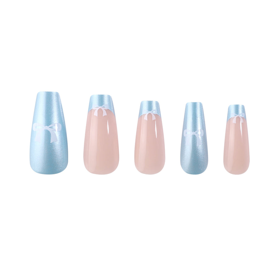 Blue Coquette Coffin Sleek Press-On Nails - PaintLab