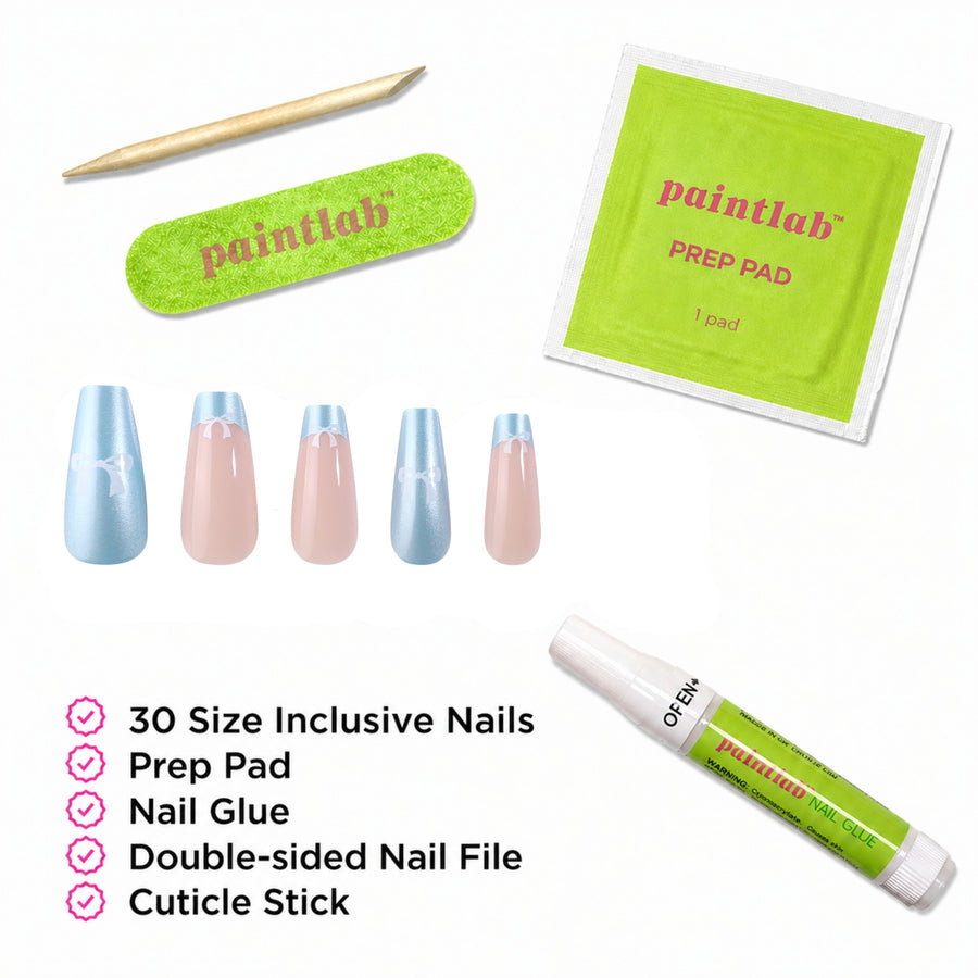 Blue Coquette Coffin Sleek Press-On Nails - PaintLab