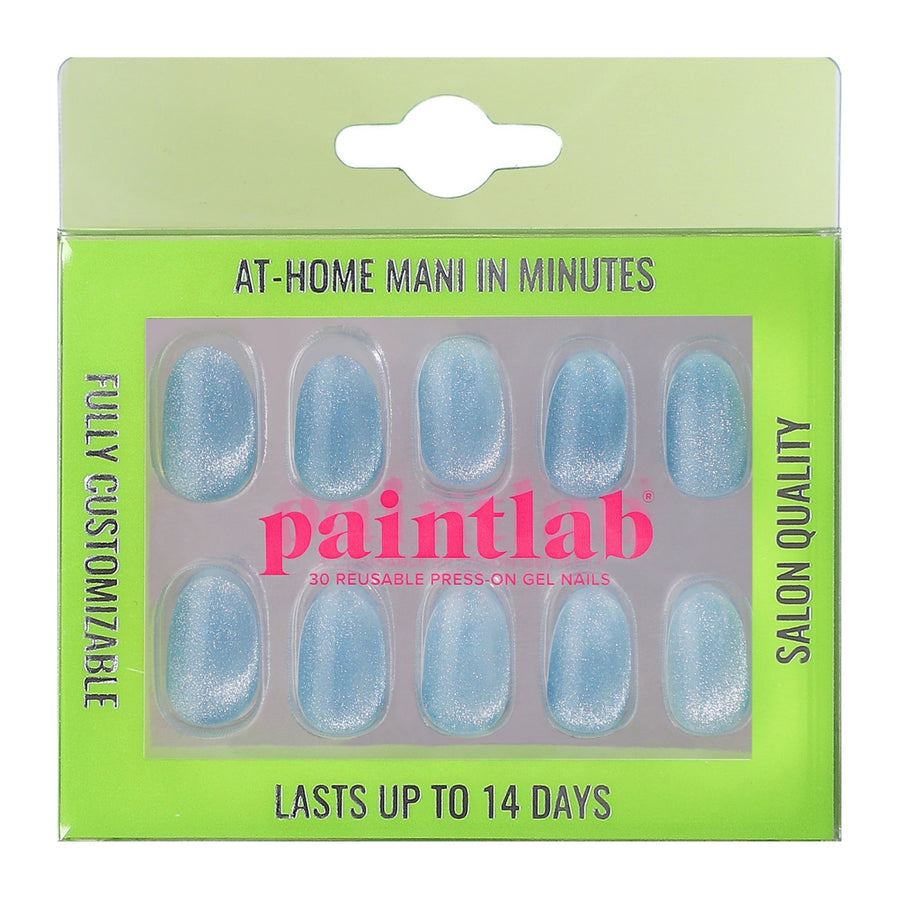 Blue Velvet Cat Eye Oval Press-On Nails - PaintLab