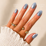 Blue Velvet Cat Eye Oval Press-On Nails - PaintLab