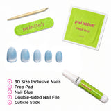 Blue Velvet Cat Eye Oval Press-On Nails - PaintLab