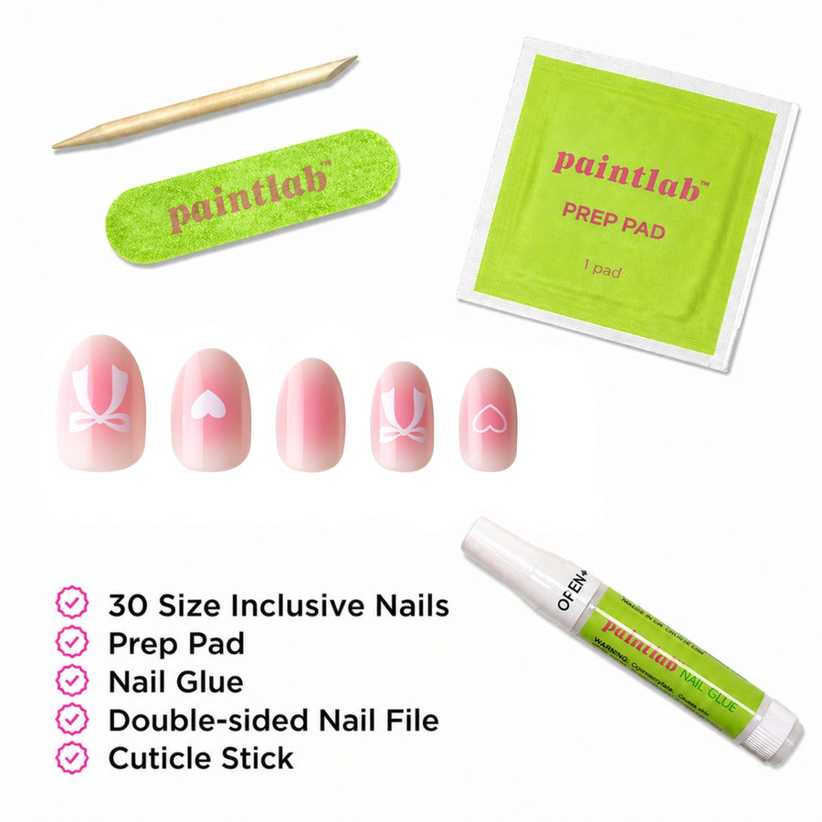 Blushing Oval Bows Press-On Nails - PaintLab