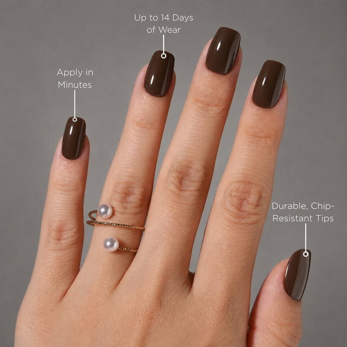 Brown Mocha Squoval Press-On Nails - PaintLab