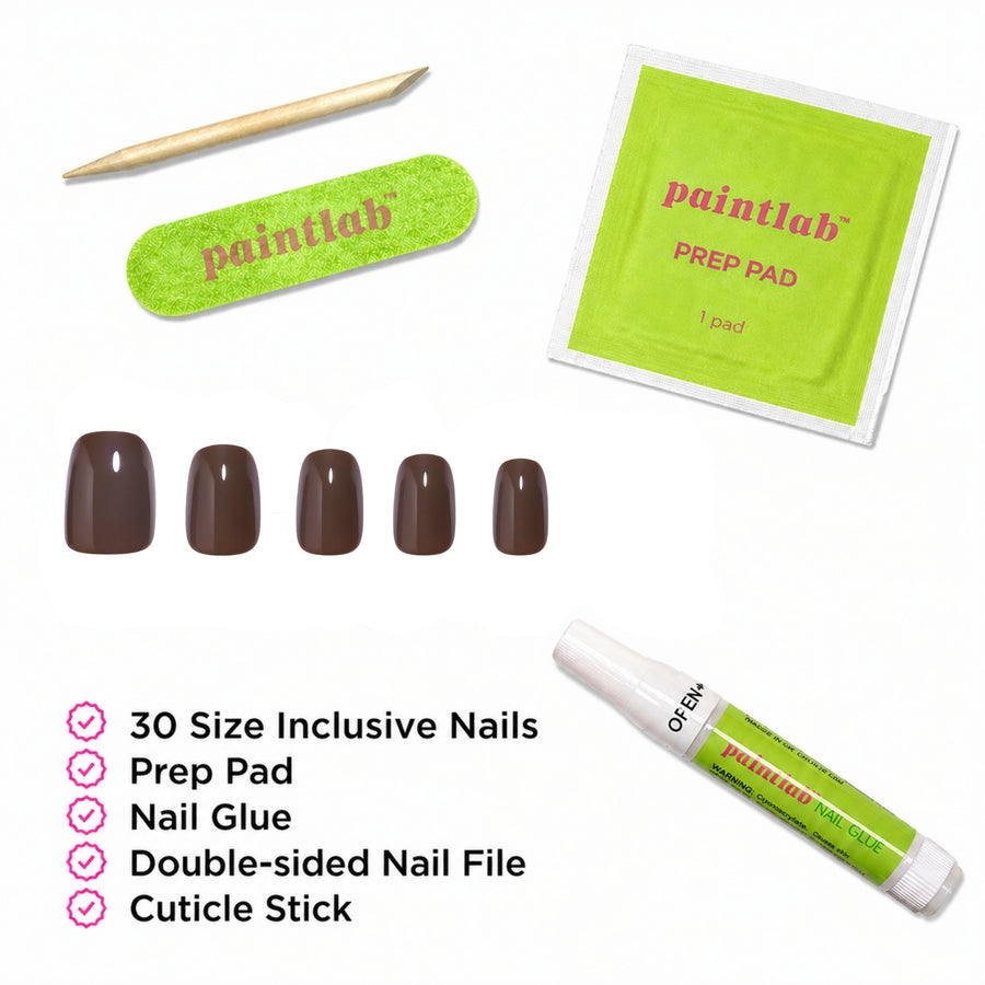 Brown Mocha Squoval Press-On Nails - PaintLab