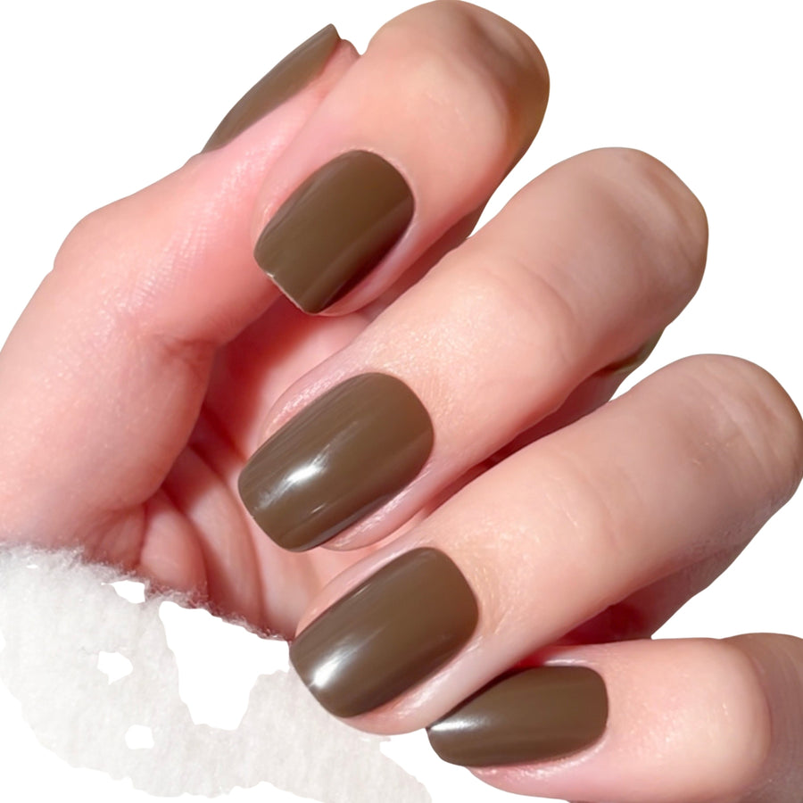 Brown Mocha Squoval Press-On Nails - PaintLab
