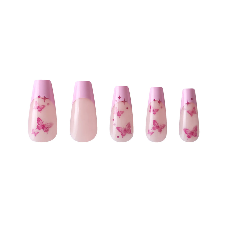 Butterfly Kiss Coffin Sleek Press-On Nails - PaintLab