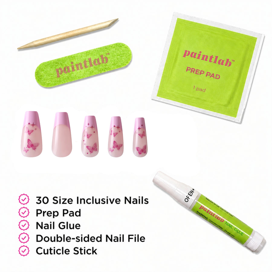 Butterfly Kiss Coffin Sleek Press-On Nails - PaintLab