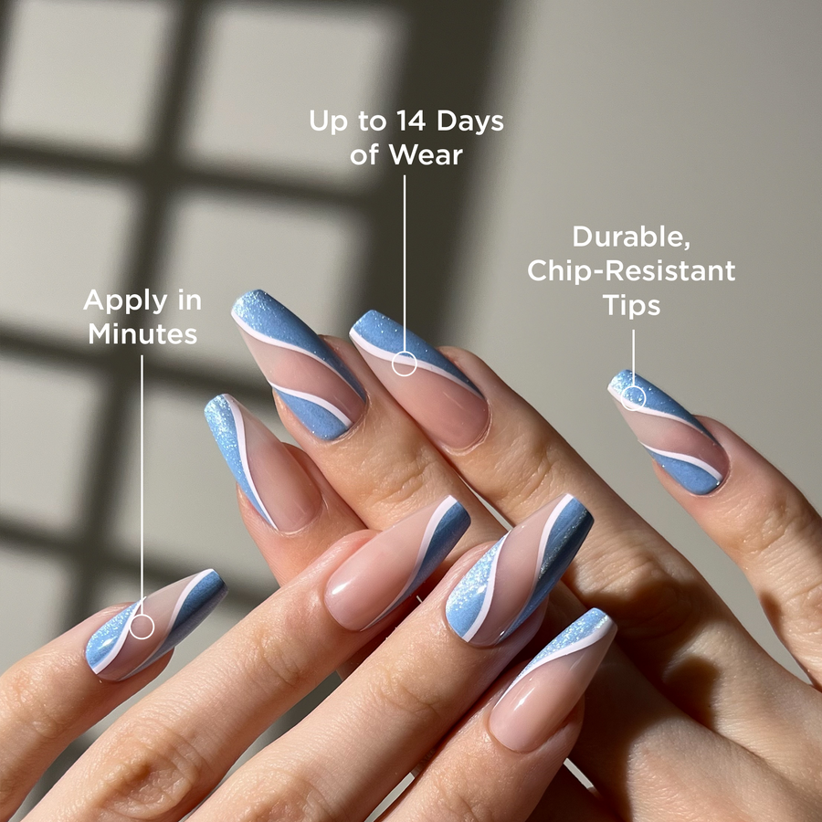 Celestial Waves Coffin Sleek Press-On Nails - PaintLab