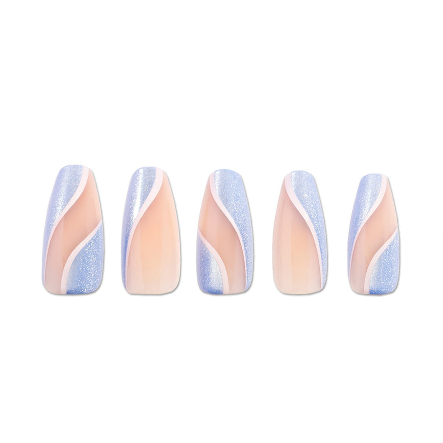 Celestial Waves Coffin Sleek Press-On Nails - PaintLab