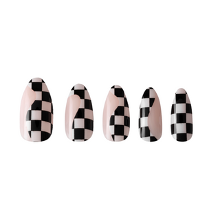 Checkmate Almond Press On Nails