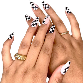 Checkmate Almond Press On Nails