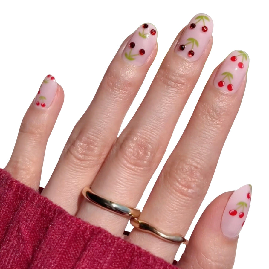 Cherry Bomb II in Oval Press-On Nails - PaintLab