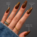 Chocolate Cat Eye Coffin Sleek Press-On Nails - PaintLab