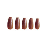 Chocolate Cat Eye Coffin Sleek Press-On Nails - PaintLab