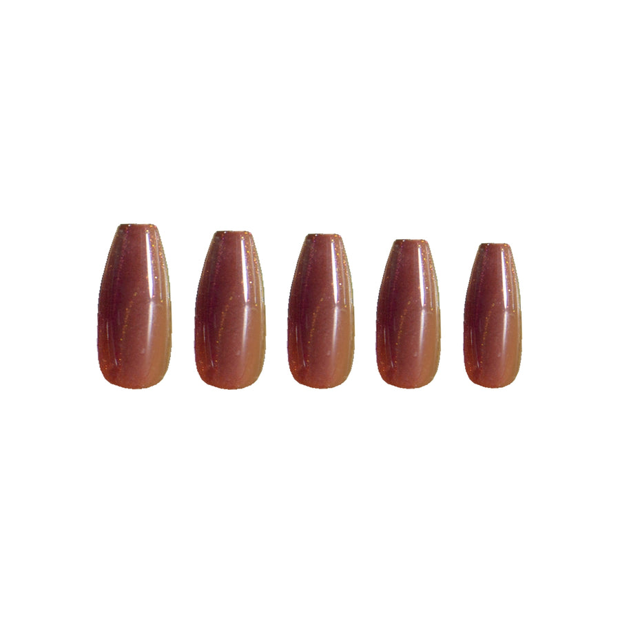 Chocolate Cat Eye Coffin Sleek Press-On Nails - PaintLab