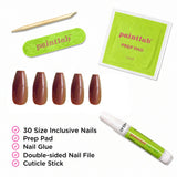 Chocolate Cat Eye Coffin Sleek Press-On Nails - PaintLab