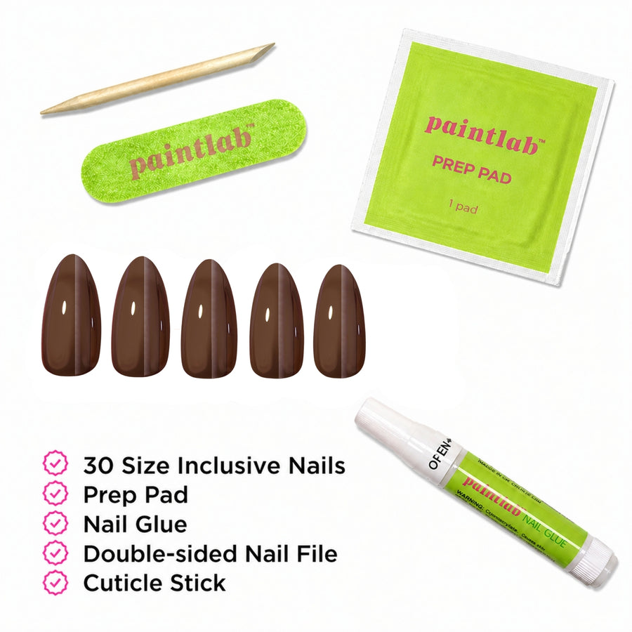 Chocolate Glaze Almond Press-On Nails - PaintLab