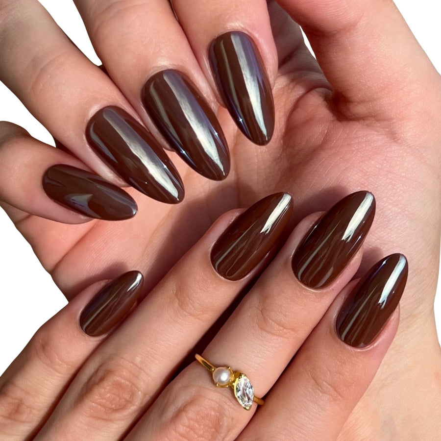 Chocolate Glaze Almond Press-On Nails - PaintLab