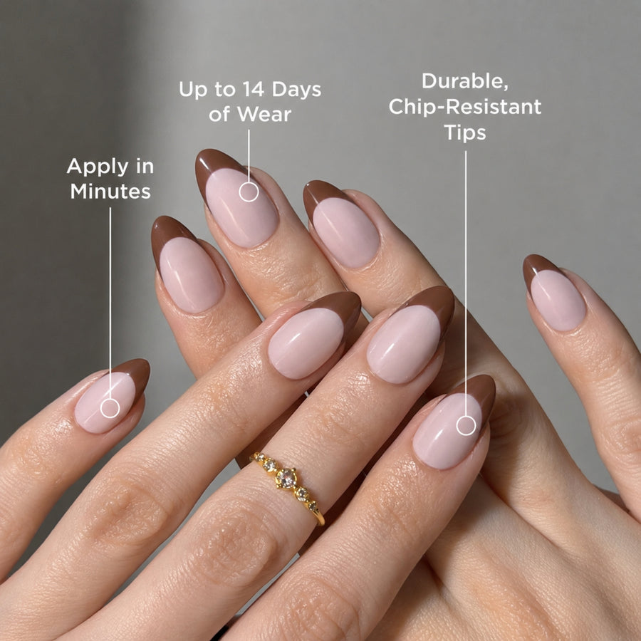 Chocolate Tips Short Almond Press-On Nails - PaintLab