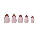 Chocolate Tips Short Almond Press-On Nails - PaintLab