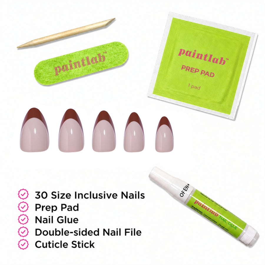 Chocolate Tips Short Almond Press-On Nails - PaintLab