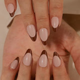 Chocolate Tips Short Almond Press-On Nails - PaintLab