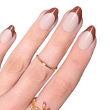 Chocolate Tips Short Almond Press-On Nails - PaintLab