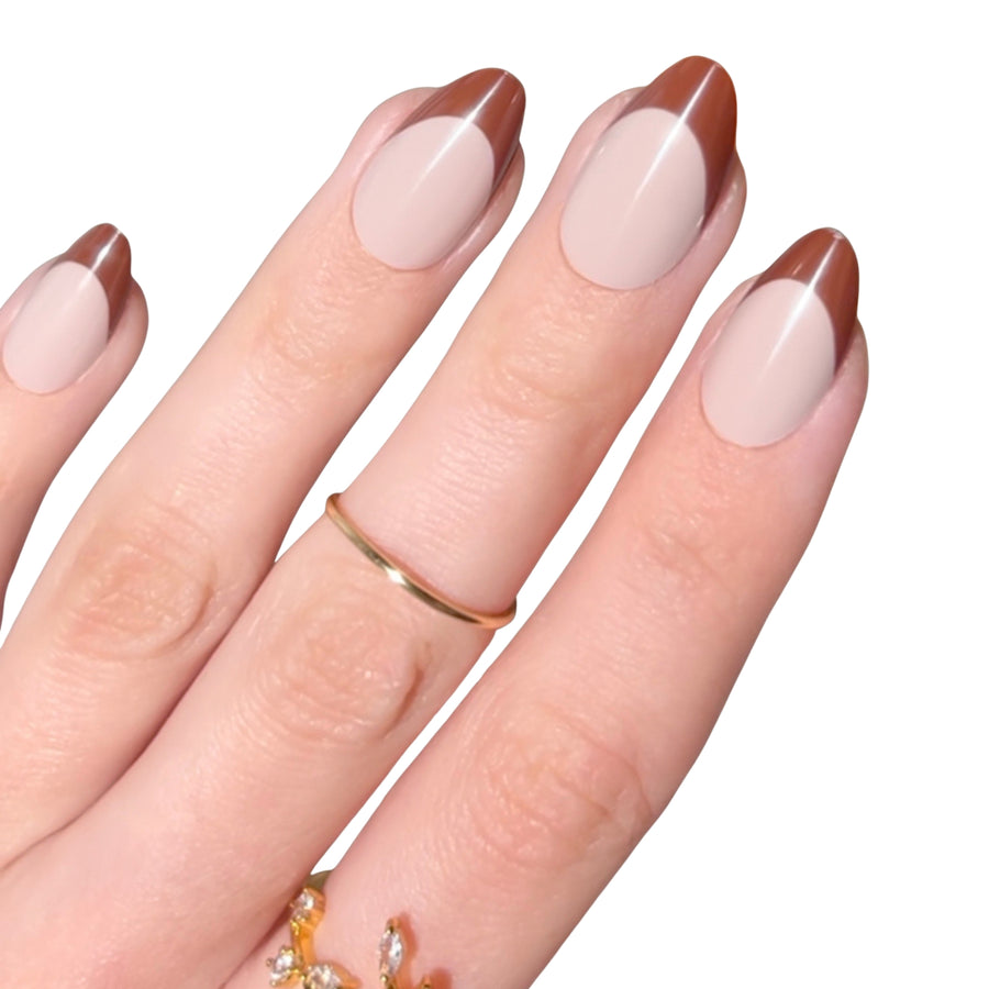 Chocolate Tips Short Almond Press-On Nails - PaintLab