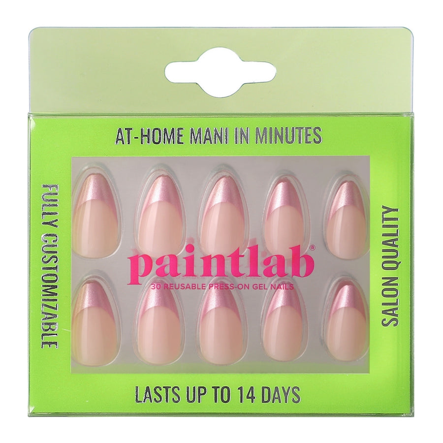 Chrome Pink Tips Short Almond Press-On Nails - PaintLab