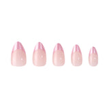 Chrome Pink Tips Short Almond Press-On Nails - PaintLab