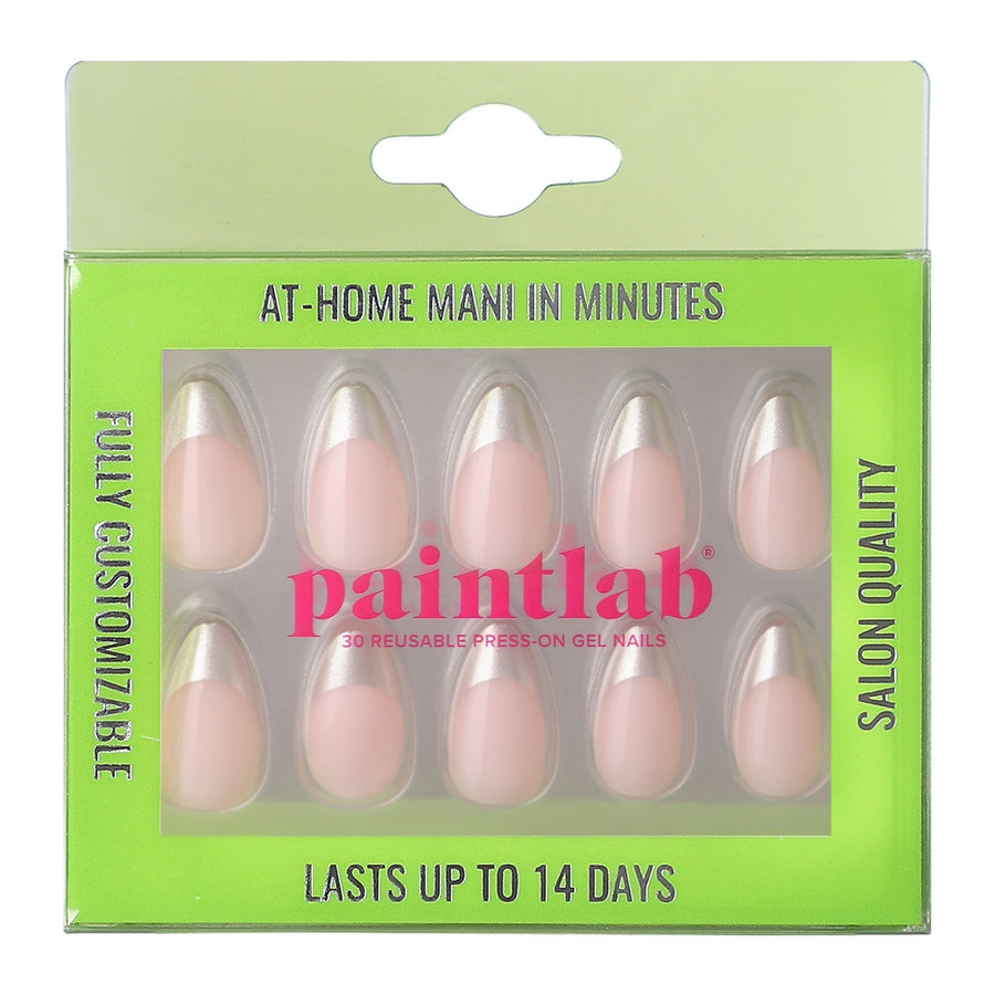 Chrome Silver Tips Short Almond Press-On Nails - PaintLab