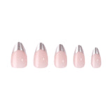 Chrome Silver Tips Short Almond Press-On Nails - PaintLab