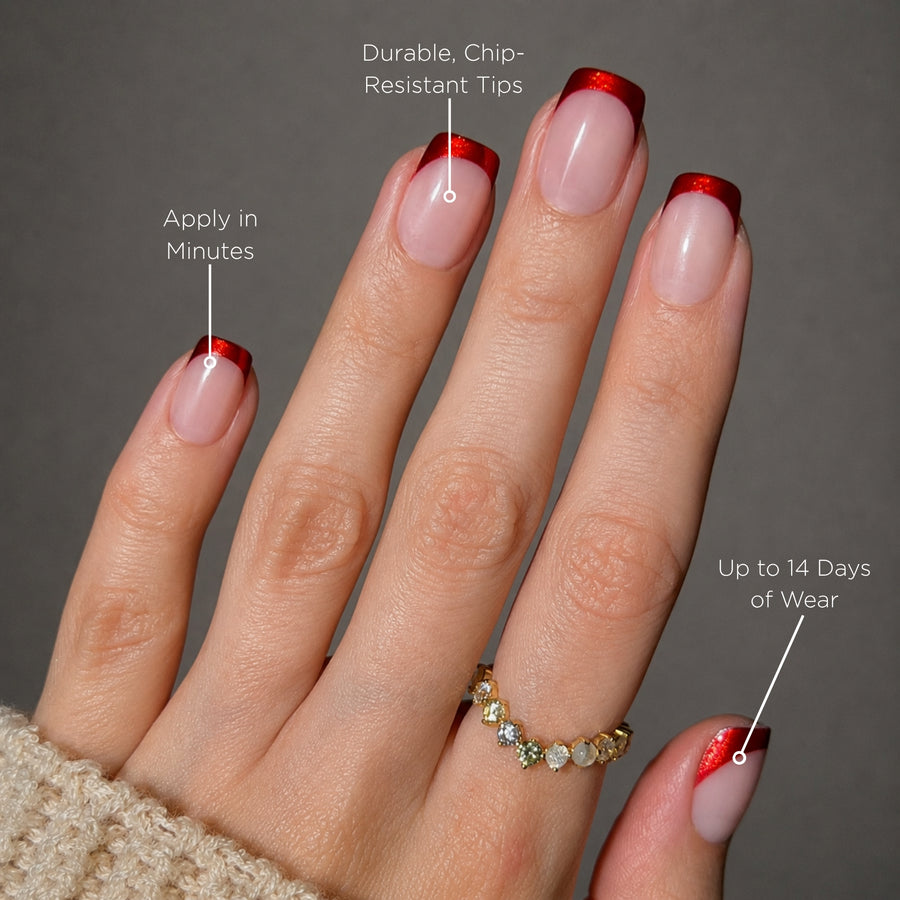Crimson Tips Square Press-On Nails - PaintLab