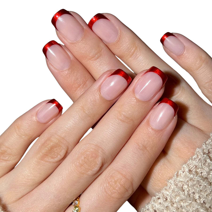 Crimson Tips Square Press-On Nails - PaintLab