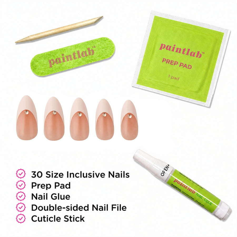 Diamond French Almond Press-On Nails - PaintLab