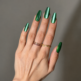 Emerald Moss Sleek Coffin Press-On Nails - PaintLab