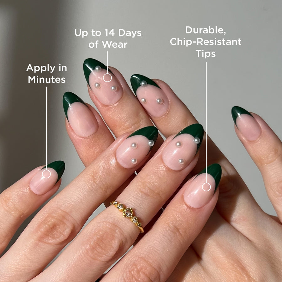 Forest Green Short Almond Press-On Nails - PaintLab